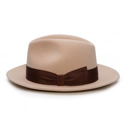 Filcowy kapelusz Fedora z króliczego włosa w kolorze różowym