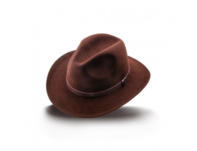 kapelusz damskie filcowe - fedora brązowa
