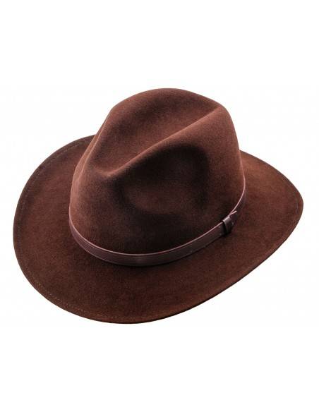 kapelusz damskie filcowe - fedora brązowa