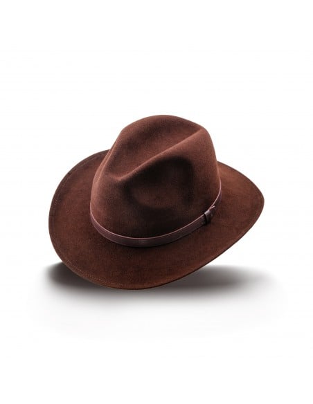 kapelusz damskie filcowe - fedora brązowa