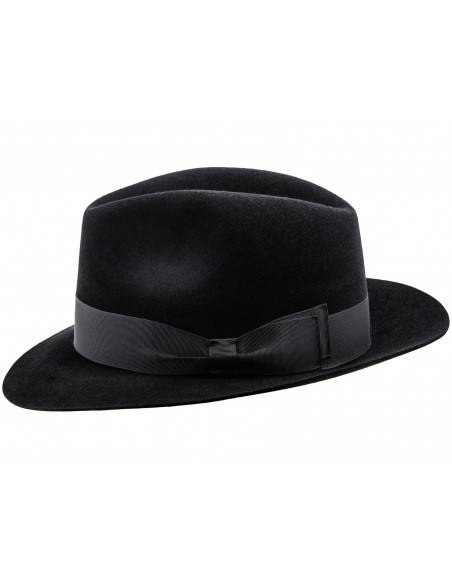 Czarny kapelusz męski fedora z filcu