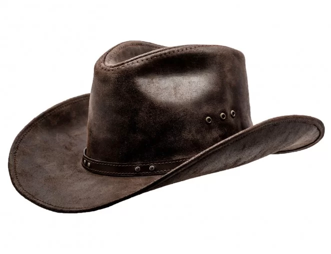 Brązowy kapelusz kowbojski dla kobiet i dla mężczyzn z skóry bydlęcej