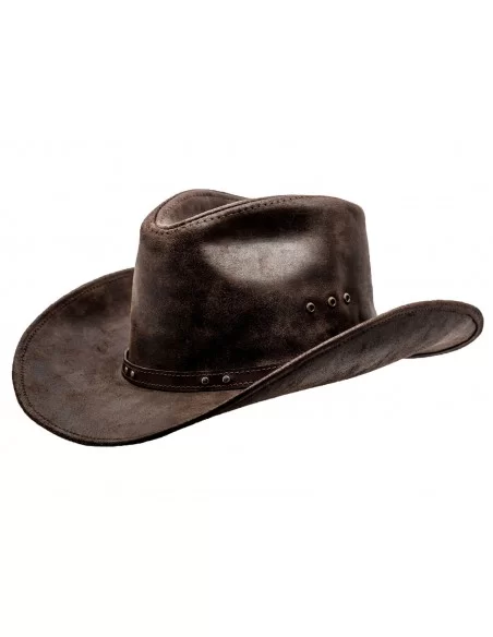 Brązowy kapelusz kowbojski dla kobiet i dla mężczyzn z skóry bydlęcej