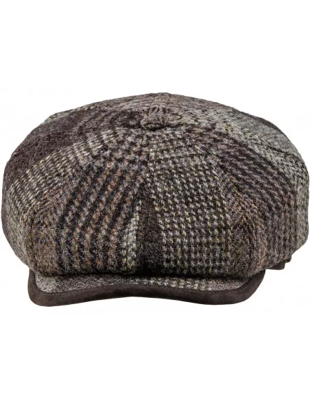 Zimowa czapka męska Harris Tweed brązowa z daszkiem - polskie czapki