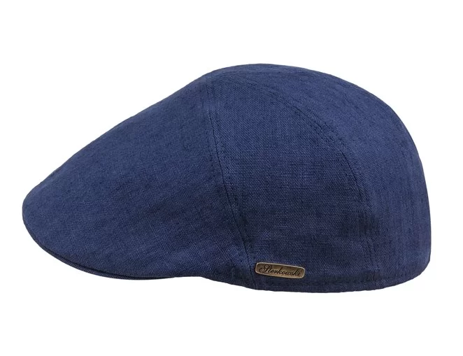 Niebieska czapka męska z daszkiem lniana, idealna na lato