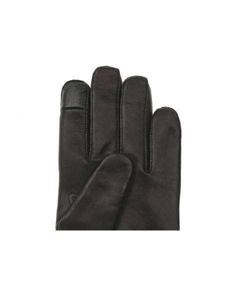 Czarne skórzane rękawiczki do obsługi ekranów dotykowych smartfona