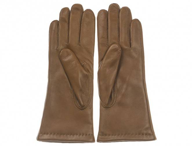 Skórzane rękawiczki damski koniakowe brązowe na zimę - sklep warszawa
