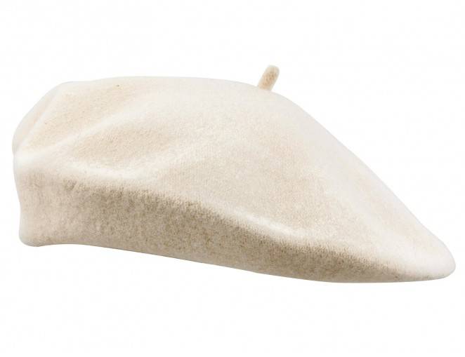 Klasyczny beret wełniany beżowy na jesień i zimę