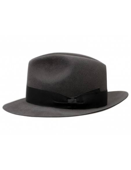 kapelusz męskie fedora szara
