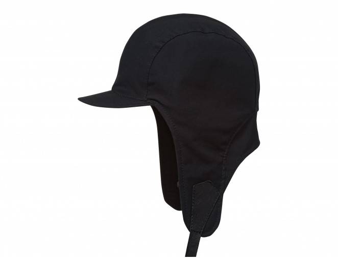 Damska czapka traperka pilotka czarna z bawełny woskowanej wodoodporna i wygodna
