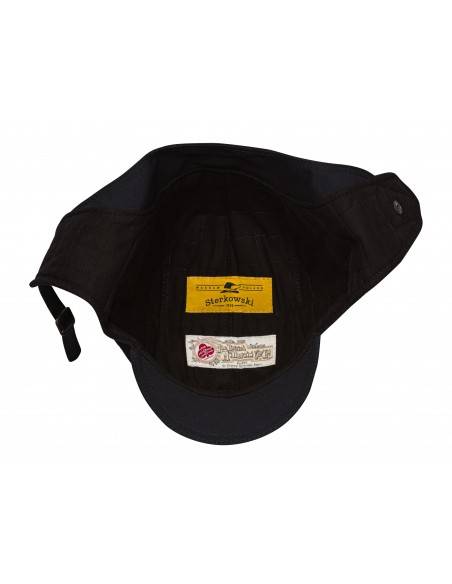 Damska czapka traperka pilotka czarna z bawełny woskowanej wodoodporna i wygodna
