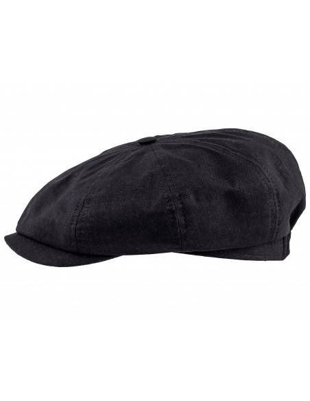 Czarna czapka z daszkiem letnia z lnu