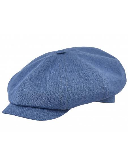 Niebieska czapka z daszkiem letnia z lnu