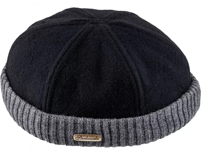 Czarna czapka dokerka na zimę z wełny - sklep warszawa