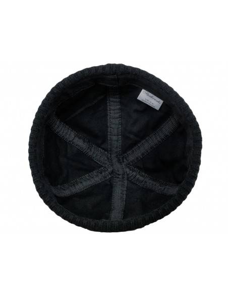 Czarna czapka dokerka męska na zimę z naturalnej skóry