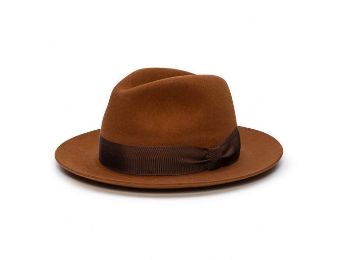 Fedora - kapelusz męski w pięknym miodowym kolorze, eleganckie nakrycie głowy
