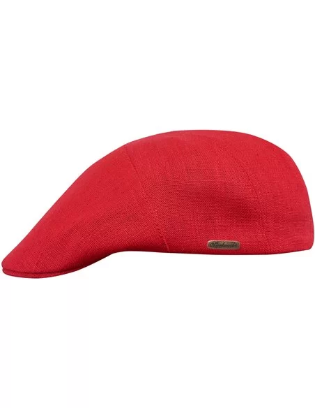 Lniana czapka czerwona nad morze i na plażę