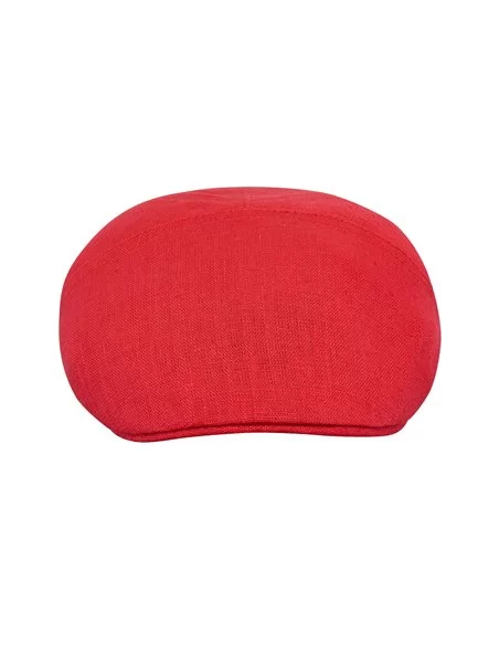 Czerwona czapka damska na lato z lnu