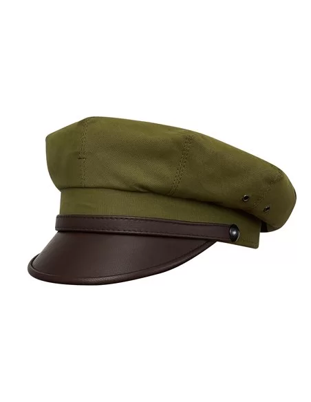 Bawełniana czapka zielona z brązowym skórzanym daszkiem sterkowski