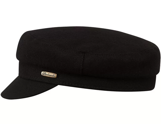 Czarna czapka z daszkiem zimowa jesienna wełna