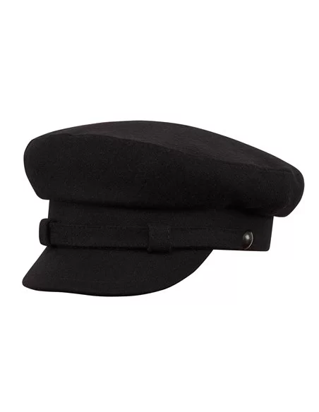 Zimowa czapka maciejówka wełniana z daszkiem w kolorze czarnym