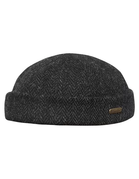 Zimowa czapka damska szaro-czarna dokerka wełniana tradycyjny krój