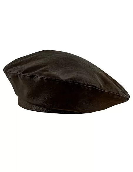 Klasyczny i elegancki beret brązowy ze skóry naturalnej