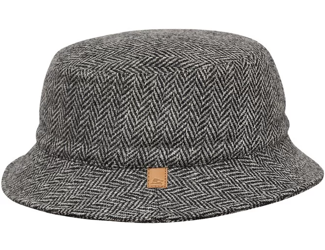 Ciepły i oryginalny kapelusz typu Bucket uszyty z wełnianego Harris Tweedu z ocieploną, pikowaną podszewką