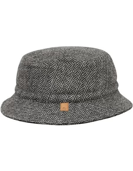 Ciepły i oryginalny kapelusz typu Bucket uszyty z wełnianego Harris Tweedu z ocieploną, pikowaną podszewką