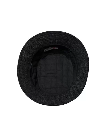 Modny i stylowy kapelusz typu Bucket uszyty z wełnianego Harris Tweedu z ocieploną, pikowaną podszewką