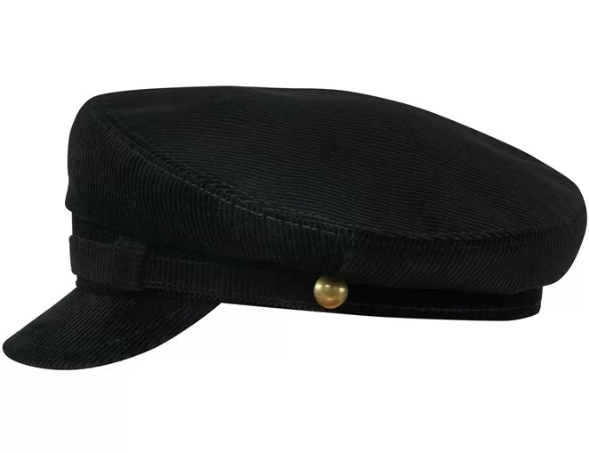 Czarna czapka sztruksowa bretonka z daszkiem