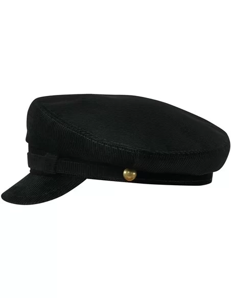 Czarna czapka sztruksowa bretonka z daszkiem