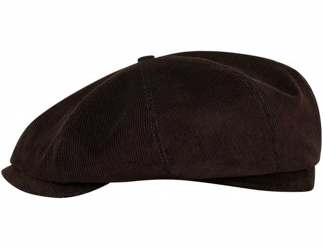 Wygodna czapka w stylu gangu Peaky Blinders uszyta z ciemnobrązowego sztruksu