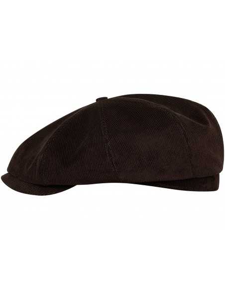 Wygodna czapka w stylu gangu Peaky Blinders uszyta z ciemnobrązowego sztruksu