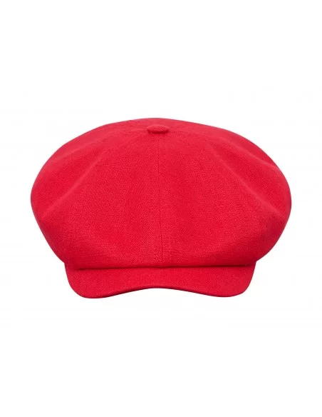 Czerwona czapka z daszkiem letnia z lnu